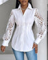 Lantern Sleeve Eyelet Embroidery Top white
