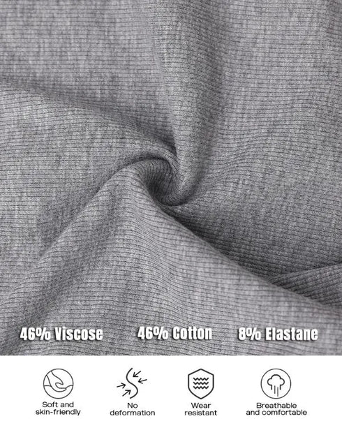 ChicMe Built-in Bra Notch Neck Long Sleeve Shirts Rib-Knit Ruched Waist Top gray