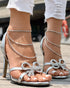 Bowknot Round Toe Chic Heeled-Sandals silver