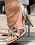 Bowknot Round Toe Chic Heeled-Sandals silver