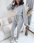 Turn-down Collar Overlap V-Neck Drawstring Stretchy Waist Jumpsuit Casual Flap Pockets Design Jumpsuit gray