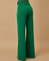 Metal Button Decor High Waist Casual Straight Leg Work Pants green