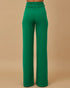 Metal Button Decor High Waist Casual Straight Leg Work Pants green