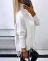 Turtleneck Long Sleeve Tassel Design Knit Sweater white