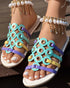Colorful Open Toe Heeled Slippers Casual Fashion Heels Sandals white