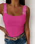 Rhinestone Embellished Thick Strap Tank Top hot pink
