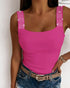 Rhinestone Embellished Thick Strap Tank Top hot pink