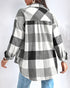Vintage Plaid Print Turn-down Collar Button Front Jacket Casual Flap Pockets Design Loose Brushed Shirt Coat black