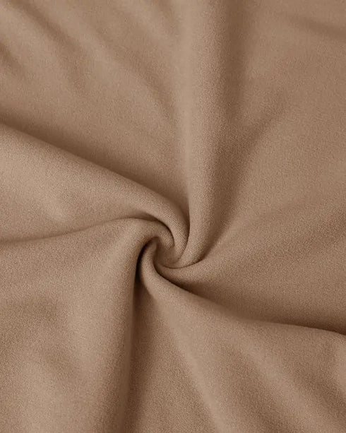 2 Pieces Outfit Long Sleeve Skew Neck Pullover Top and Drawstring Elastic Waist Slim Fit Pants Set khaki