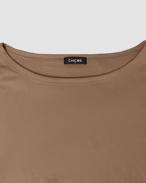 Anchor Print Striped Skew Neck Top & Pants Set khaki