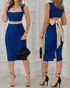 Halter Thick Strap Chic 3D Floral Dec Slim Fit Dress blue