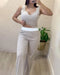 2 Piece Outfits Notch Neck Sleeveless Top Stretchy Waist Straight Leg Pants Lounge Sets Tracksuit Apricot