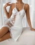 Floral Embroidery Contrast Lace Babydoll white