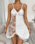 Floral Embroidery Contrast Lace Babydoll white