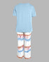 2 Pieces Outfit Letter print Round Neck Short Sleeve Top and Tie Dye Print Elastic Waist Loose Fit Pants Set Casual Pajamas Set blue