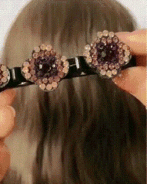 1pc Crystal Floral Pattern Braided Hairpin gold