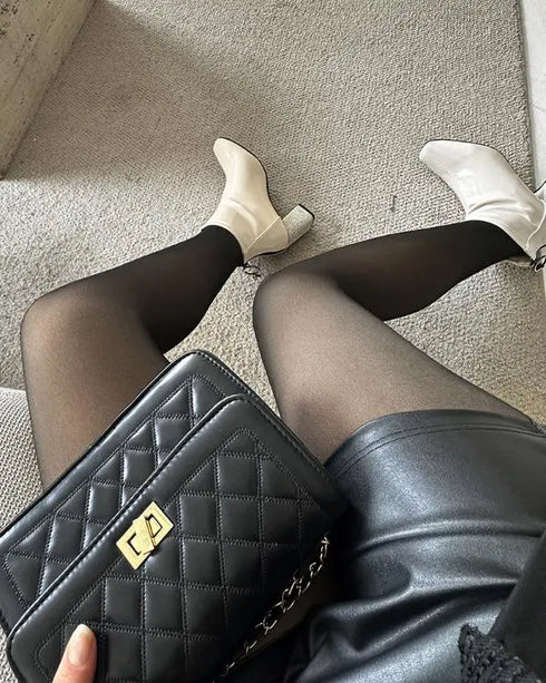 ChicMe ShapeLift 2-Piece Magic Thick Fleece Lined Leggings High Waist Thermal Pantyhose Warm Leggings 3 Shades(Size Regular/Large/Extra Large) style1