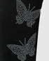 Rhinestone Butterfly Pattern High Waist Skinny Pants black