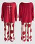 2 Pieces Outfit Letter Placement Print Long Sleeve Drop Shoulder Top and Ombre Loose Fit Pants Set Casual Pajamas Set red