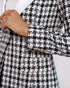 Houndstooth Print Shawl Collar Single Breasted Flap Detail Jacket Casual Colorblock Tweed Coat black