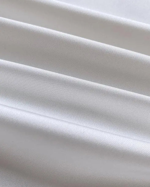 Pleated High Neck Button Down Asymmetrical Pleated Ruffle Hem Vacation Dress Casual High-Low Hem Loose Dress white