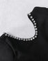 Rhinestone Cold Shoulder High Neck Jumpsuit Long Sleeve Slim Fit Flared Jumpsuit black
