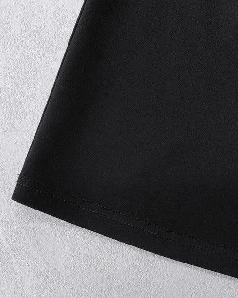 Rhinestone Decor Halter Cold Shoulder Long Sleeve Overalls Hollow-out Front Zipper Back Jumpsuit with Belt black