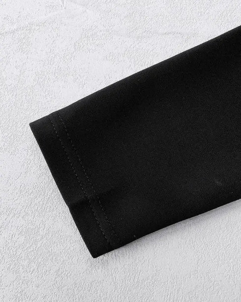 Rhinestone Decor Halter Cold Shoulder Long Sleeve Overalls Hollow-out Front Zipper Back Jumpsuit with Belt black