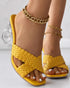 Braided Cross Strap Clear Chunky Heels yellow