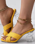 Braided Cross Strap Clear Chunky Heels yellow
