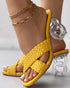 Braided Cross Strap Clear Chunky Heels yellow
