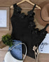 1PC Floral Pattern Beaded Decor Knit Tank Top Sleeveless Shirt black