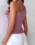 1PC Floral Pattern Beaded Decor Knit Tank Top Sleeveless Shirt pink
