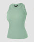 O-Neck Sleeveless Basic Slim Fit Skinny Tank Casual Top(Without Pads) light green