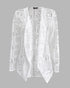 Eyelet Embroidery Turn-Up Sleeves Open Front Coat white