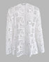 Open Front Floral Lace Embroidered Turn-Up Sleeves Coat Casual Lightweight Breathable Sheer Cardigan white