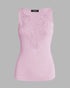 Contrast Lace V Neck Sleeveless Knit Top Casual Slim Fit Tank pink