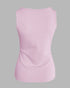 Contrast Lace V Neck Sleeveless Knit Top Casual Slim Fit Tank pink