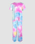 2 Pieces Outfit Letter print Round Neck Short Sleeve Top and Tie Dye Print Elastic Waist Loose Fit Pants Set Casual Pajamas Set Multicolor