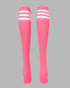 1Pair Christmas Striped Print Rhinestone Decor Long Socks pink