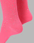 1Pair Christmas Striped Print Rhinestone Decor Long Socks pink