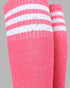1Pair Christmas Striped Print Rhinestone Decor Long Socks pink