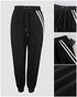 2 Pieces Outfit Colorblock Cold Shoulder Long Sleeve Drawstring Hoodie Top and Casual Contrast Striped Decor Elastic Waist Jogger Pants Set black
