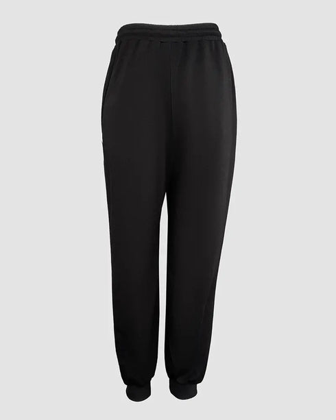 2 Pieces Outfit Sequin Decor Leopard Print Spliced Cold Shoulder Long Sleeve Drawstring Hoodie Sweatshirt and Casual Drawstring Elastic Waist Jogger Sweatpants Set black