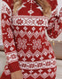 Christmas Fair Isle Pattern Knitted Sweater Dress Crewneck Long Sleeve Pullover Casual Dress red