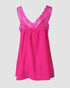 V-Neck Contrast Lace Tank Top hot pink