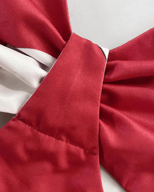 Floral Print Deep V-Neck Adjustable Spaghetti Straps Romper Casual Tied Back Cutout Slim Fit Skort Romper red