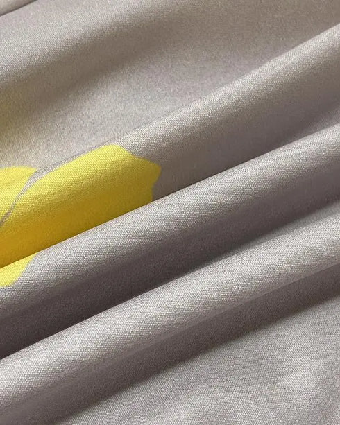 2 Pieces Outfit Wrap Plunge V Neck Crop Blouse and Casual Floral Print Wide Leg Pants Set yellow