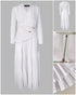Button Decor Overlap V-Neck Pleated Puff Sleeve Zipper Side Commuting Dress Casual Cinched Waist Pleated Dress white