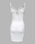 Rhinestone Thick Strap Ribbed Bodycon Dress Sexy Slim Fit Mini Dress white